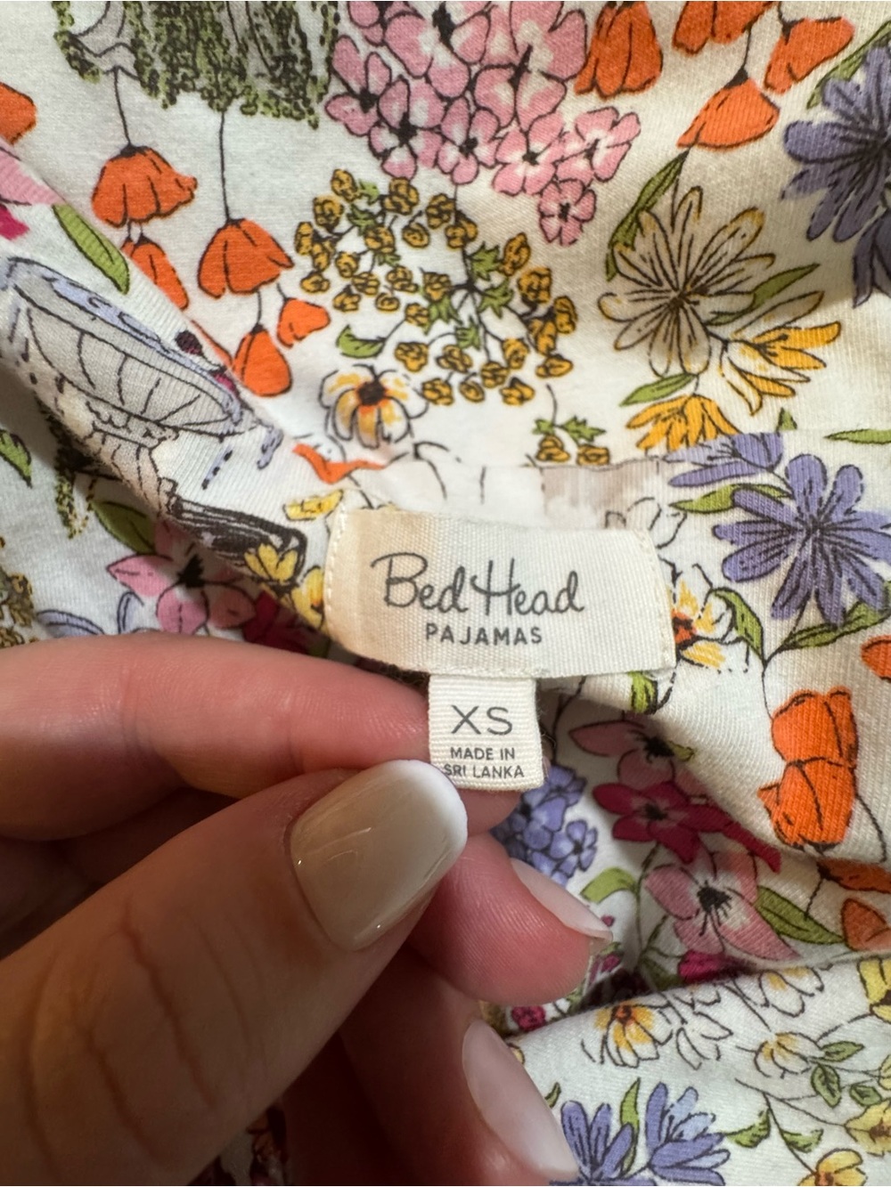 BedHead Women’s Floral Pajama Set - White with Pink, Orange, Purple & Green - Picture 2 of 8